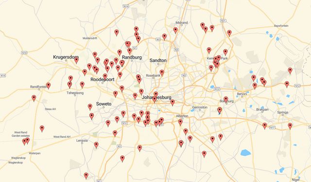 Attacks against vehicles reported in the Johannesburg region in 2020.