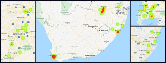 Cape Town experienced the most incidents resulting in alerts for the client. Hotspots of activity developed along the main arterial routes leading into and out of the city during the month of July.